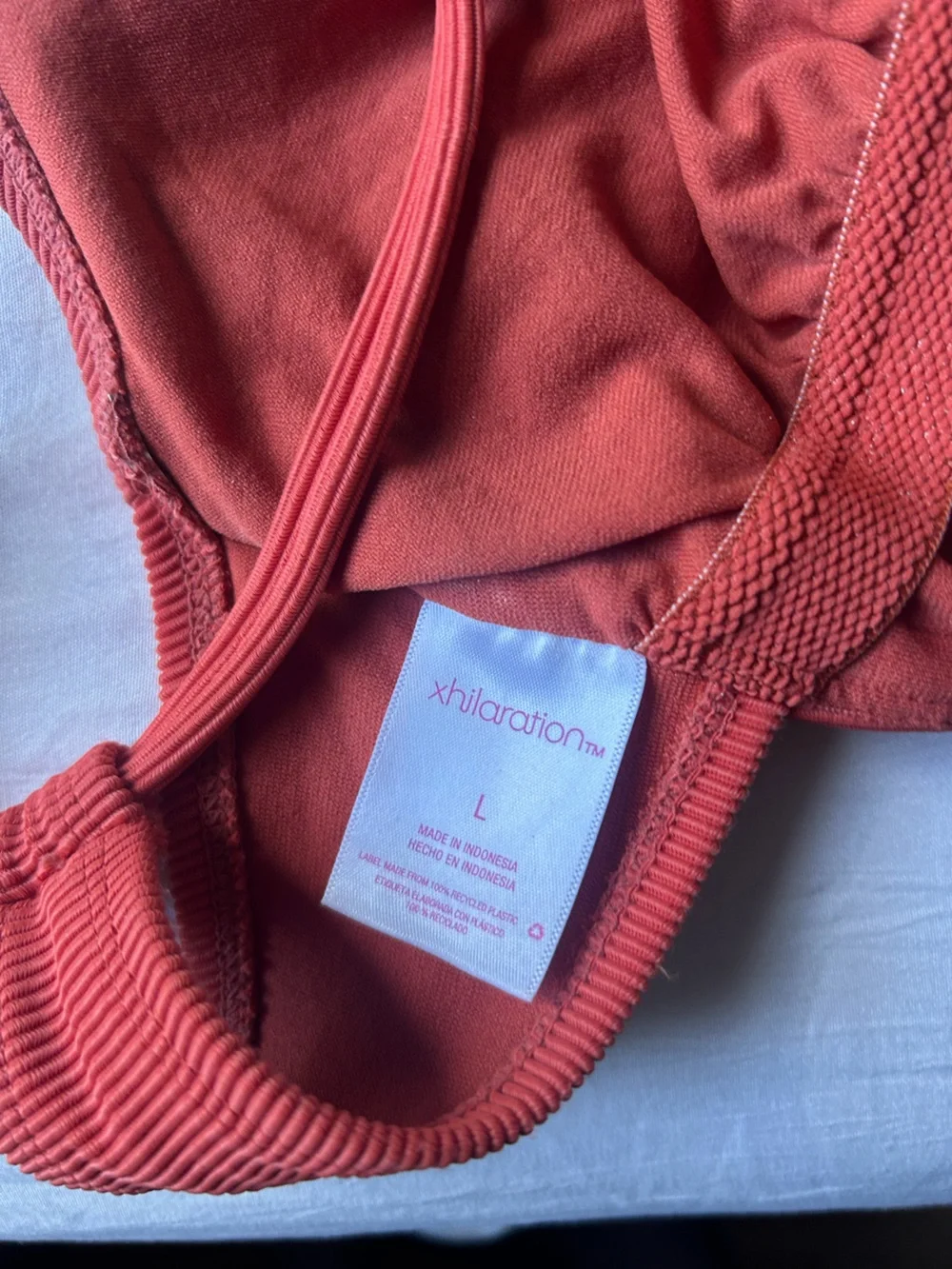 Xhilaration Red orange Ribbed One-Piece Swimsuit with Side Ties